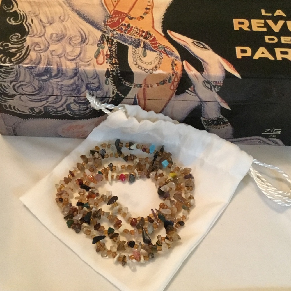 Multi-Color Semi-Precious Chip Necklace - Natural Tones